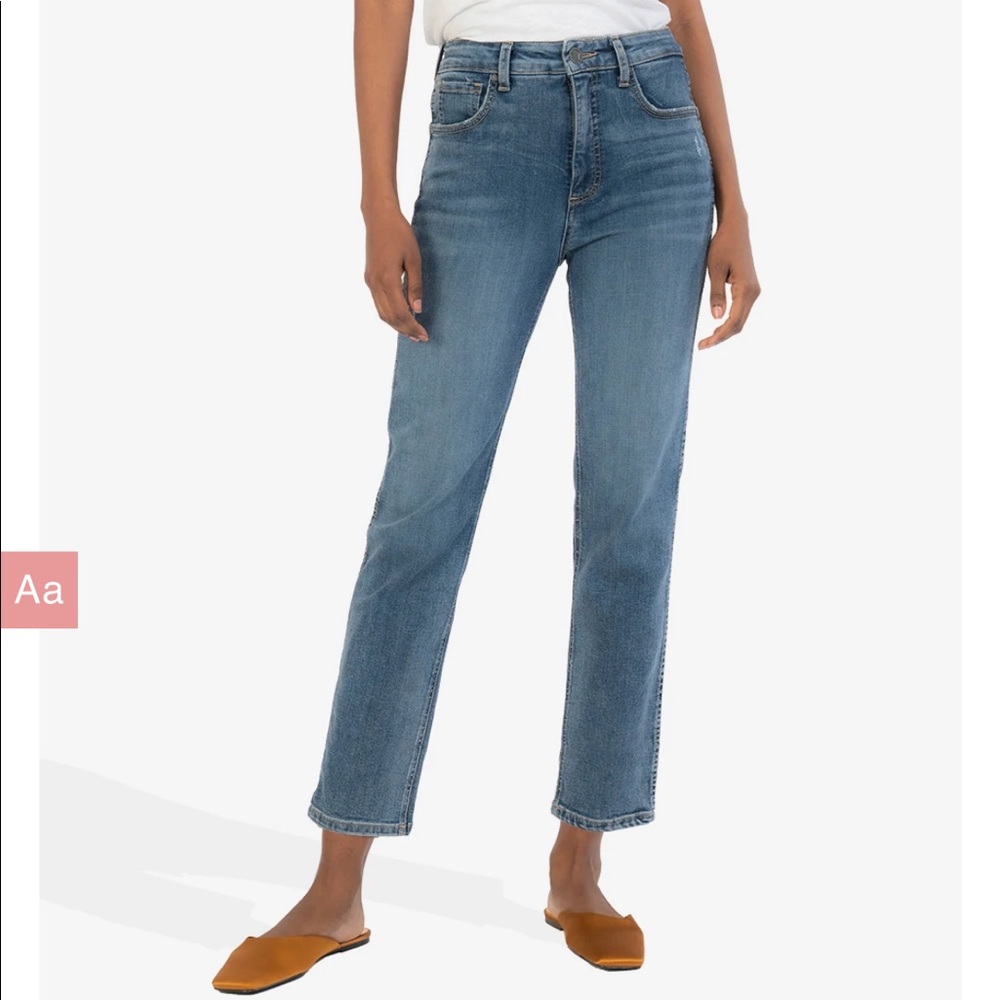 NWT Kut From The Kloth Elizabeth High Waist Straight Leg Alpina Medium Wash Jean